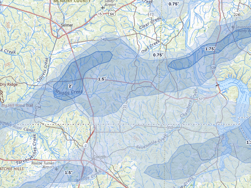 NEXRAD radar-signature map of the hail over Michie, TN