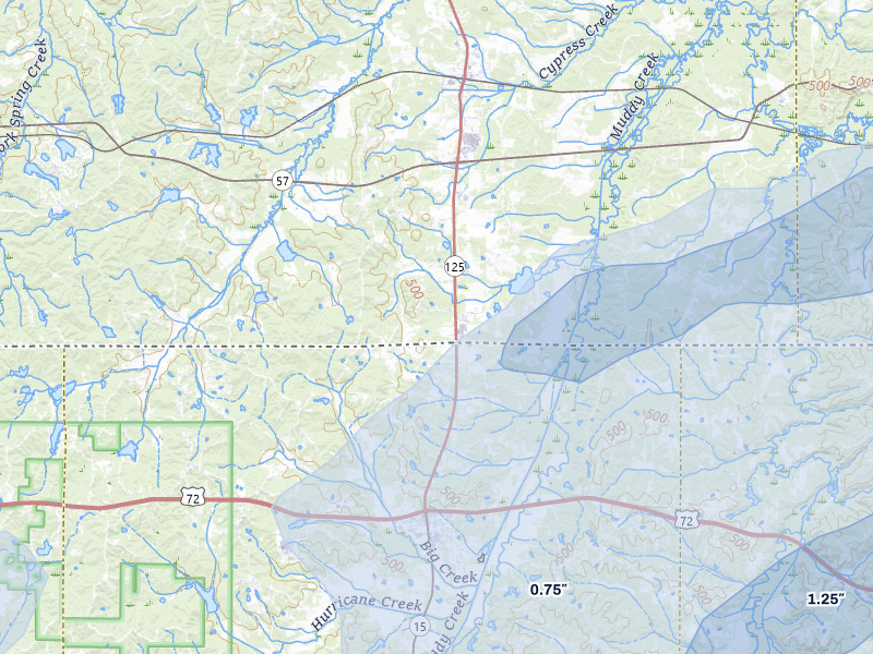 NEXRAD radar-signature map of the hail over Middleton, TN