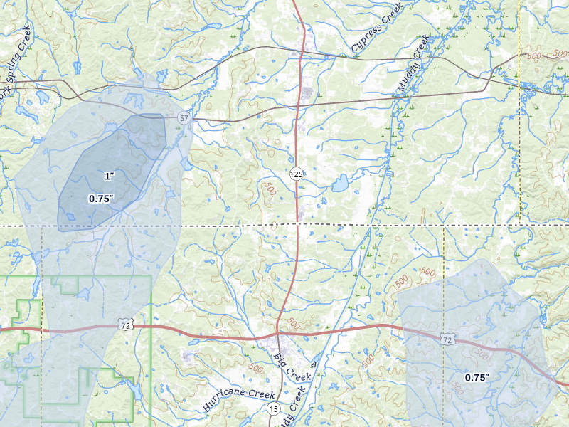 NEXRAD radar-signature map of the hail storm over Middleton, TN on Jul 1, 2026
