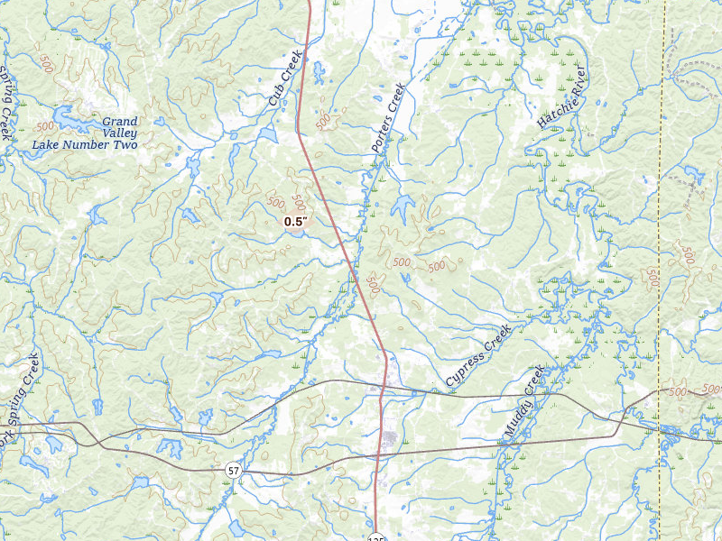 Radar-estimated hail-size map of the storm over Middleton, TN on Aug 27, 2026