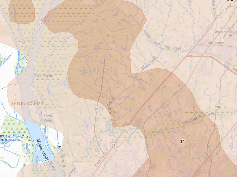 Radar-estimated hail-size map of the storm over Millington, TN on Apr 27, 2026