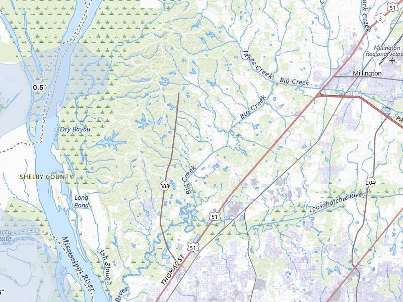 NEXRAD radar-signature map of the hail storm over Millington, TN on Jul 8, 2026