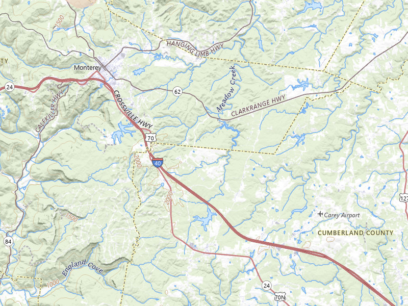 Radar-estimated hail-size map of the storm over Monterey, TN on May 20, 2026