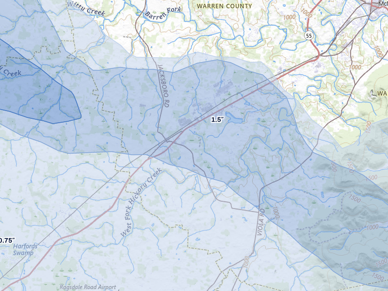 NEXRAD radar-signature map of the hail storm over Morrison, TN on Aug 17, 2026