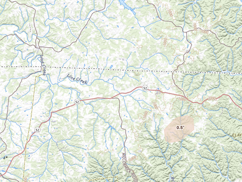 Radar-estimated hail-size map of the storm over Moss, TN on Jul 11, 2026