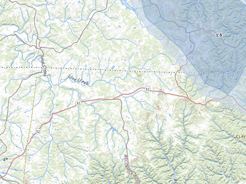 NEXRAD radar-signature map of the hail storm over Moss, TN on Jul 21, 2026