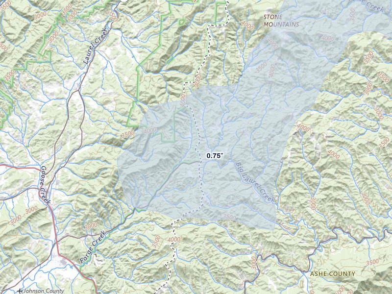 NEXRAD radar-signature map of the hail storm over Mountain City, TN on Apr 1, 2026