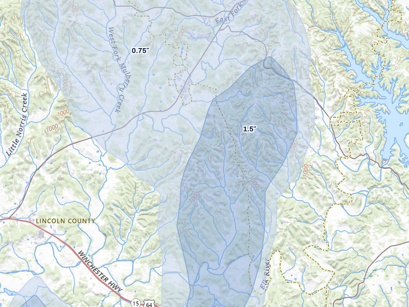 NEXRAD radar-signature map of the hail storm over Mulberry, TN on May 31, 2026