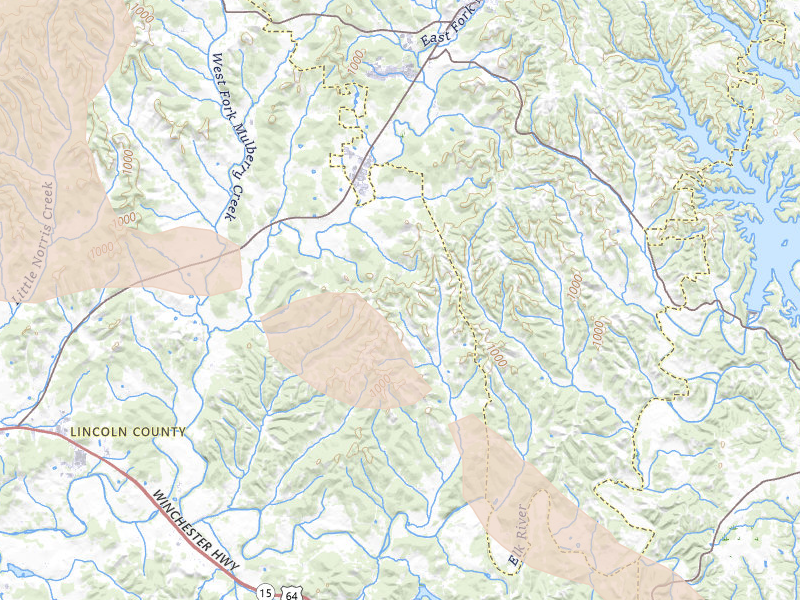 Radar-estimated hail-size map of the storm over Mulberry, TN on Jun 1, 2026