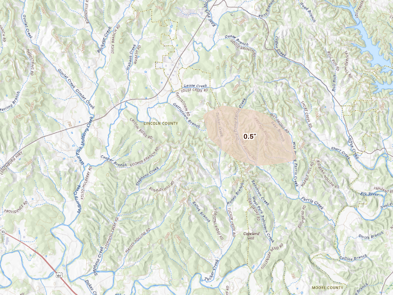 Radar-estimated hail-size map of the storm over Mulberry, TN