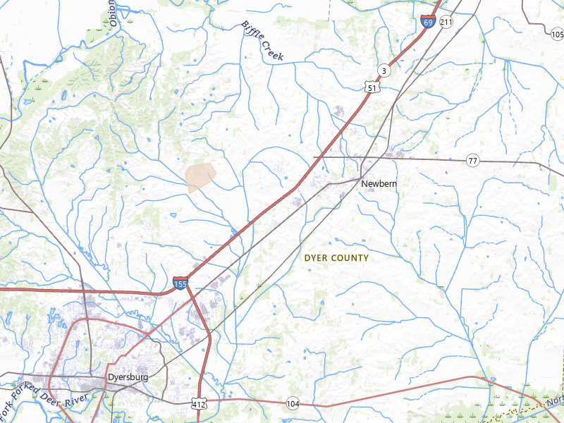 Radar-estimated hail-size map of the storm over Newbern, TN on Jul 9, 2026