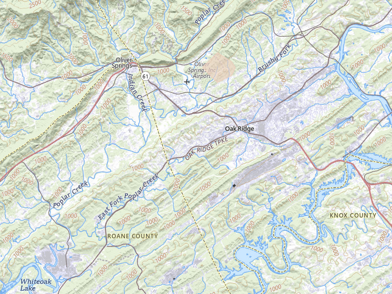 Radar-estimated hail-size map of the storm over Oak Ridge, TN on Aug 14, 2026