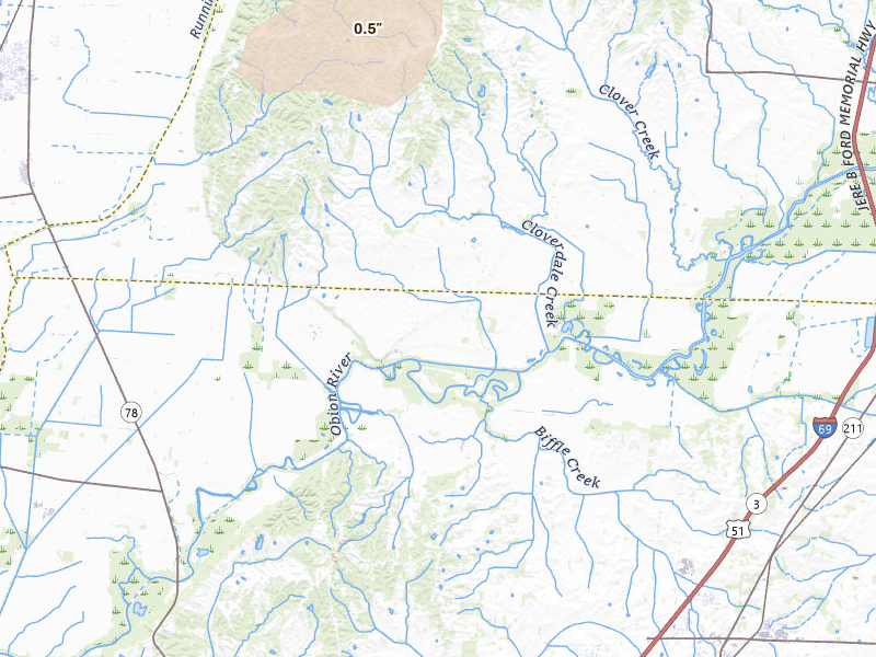 Radar-estimated hail-size map of the storm over Obion, TN on Jun 12, 2026
