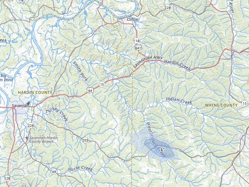 NEXRAD radar-signature map of the hail storm over Olivehill, TN on May 31, 2026