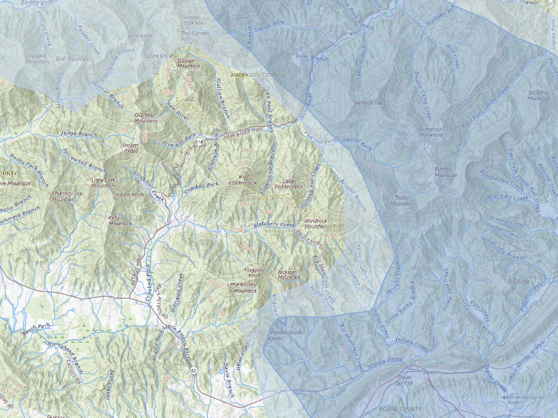 NEXRAD radar-signature map of the hail storm over Oliver Springs, TN on Aug 17, 2026
