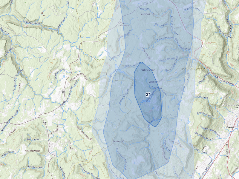 NEXRAD radar-signature map of the hail storm over Palmer, TN on Sep 20, 2026