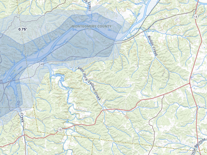NEXRAD radar-signature map of the hail storm over Palmyra, TN on Jun 9, 2026