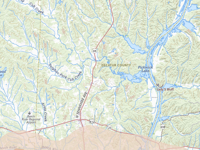 Radar-estimated hail-size map of the storm over Parsons, TN on Apr 27, 2026