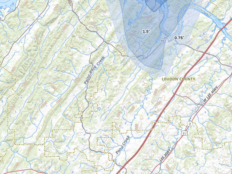 NEXRAD radar-signature map of the hail storm over Philadelphia, TN on Jul 3, 2026