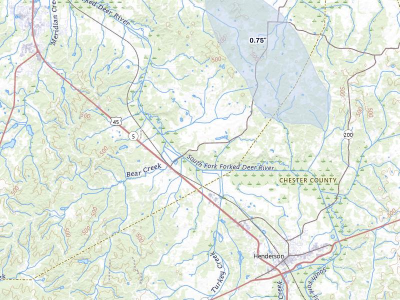 NEXRAD radar-signature map of the hail storm over Pinson, TN on Jul 5, 2026