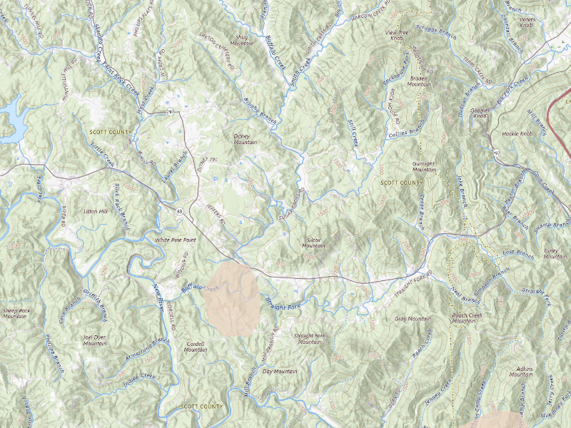Radar-estimated hail-size map of the storm over Pioneer, TN