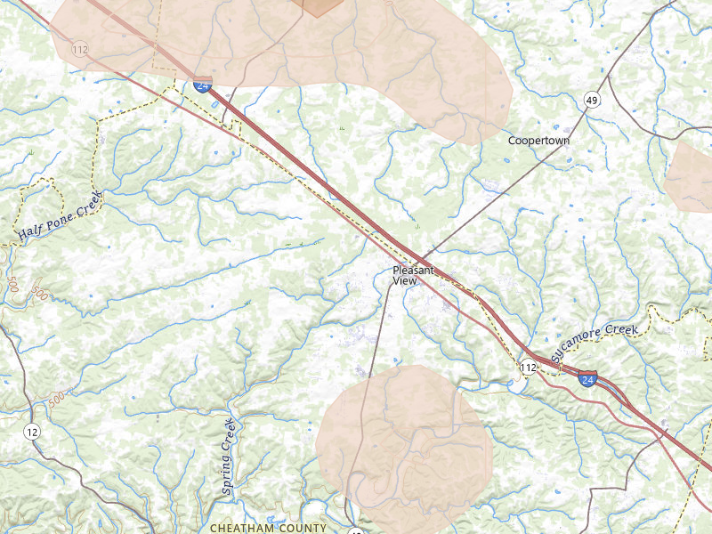Radar-estimated hail-size map of the storm over Pleasant View, TN on Jun 9, 2026