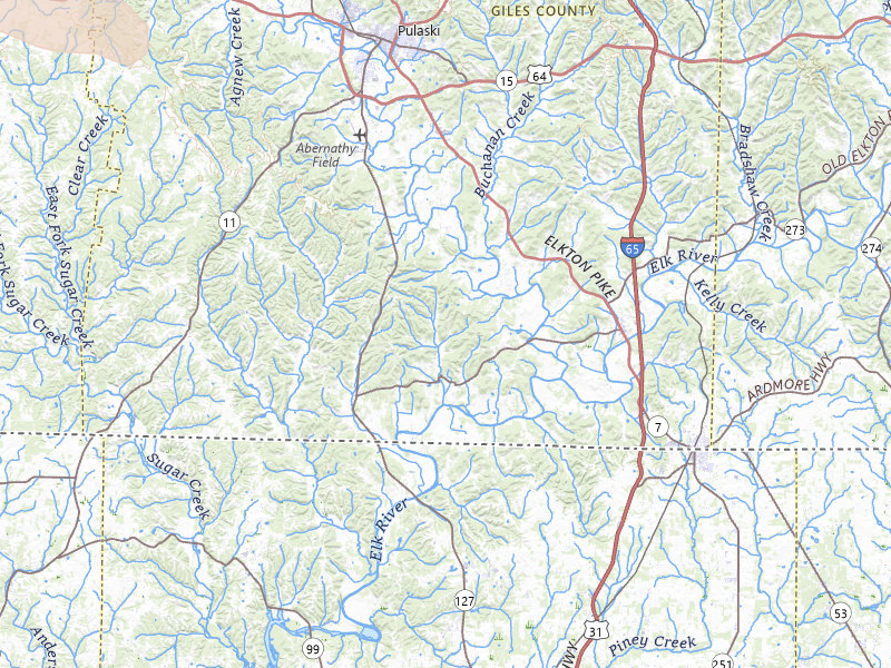 Radar-estimated hail-size map of the storm over Prospect, TN on Jul 9, 2026