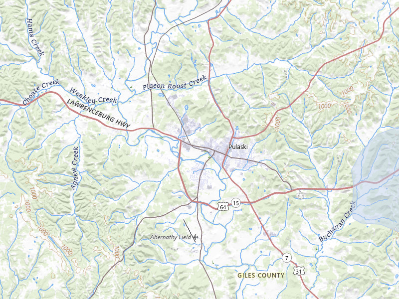 NEXRAD radar-signature map of the hail over Pulaski, TN