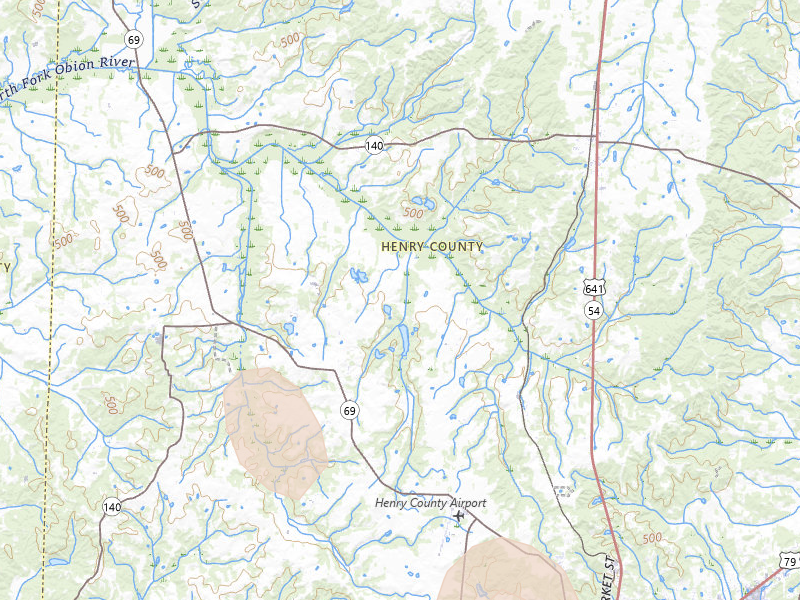 Radar-estimated hail-size map of the storm over Puryear, TN on Jul 3, 2026
