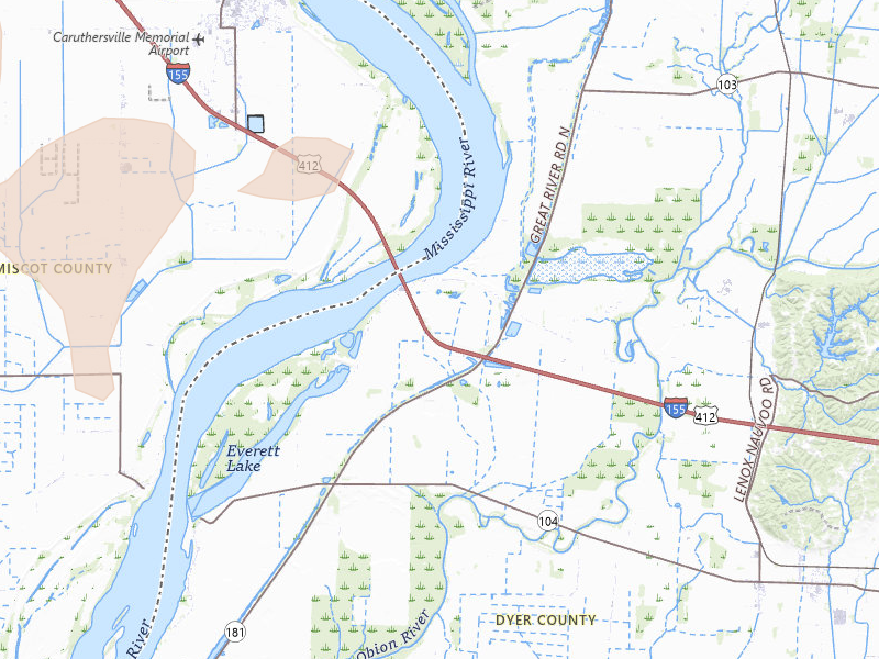 Radar-estimated hail-size map of the storm over Ridgely, TN on Apr 16, 2026