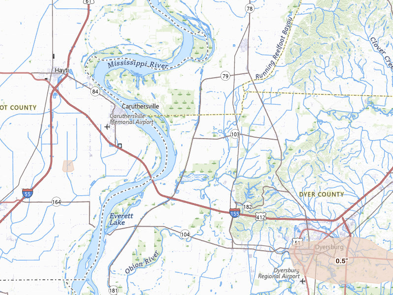 Radar-estimated hail-size map of the storm over Ridgely, TN on Apr 27, 2026