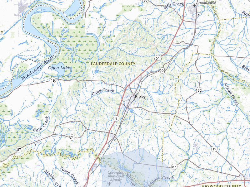 NEXRAD radar-signature map of the hail over Ripley, TN