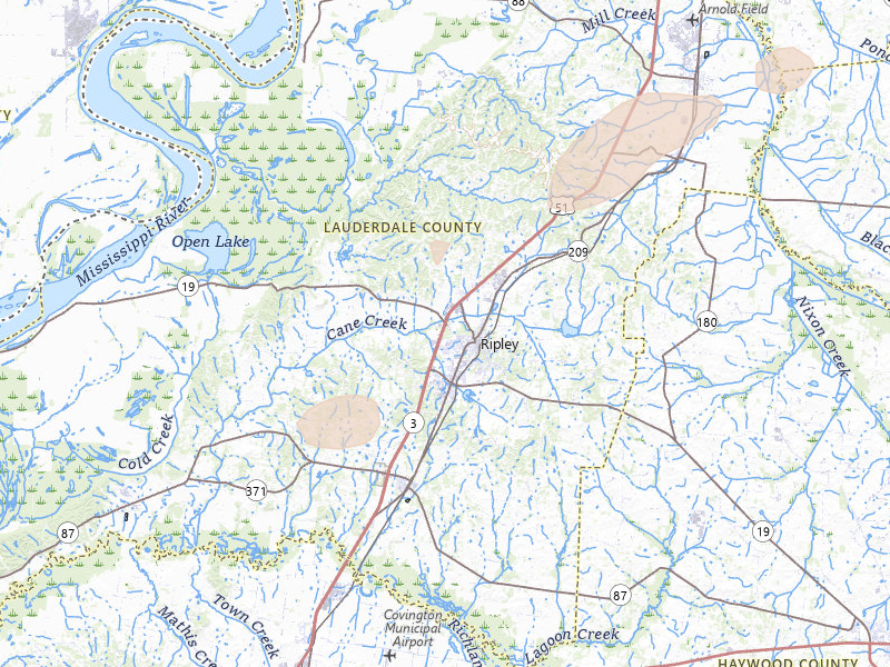 Radar-estimated hail-size map of the storm over Ripley, TN
