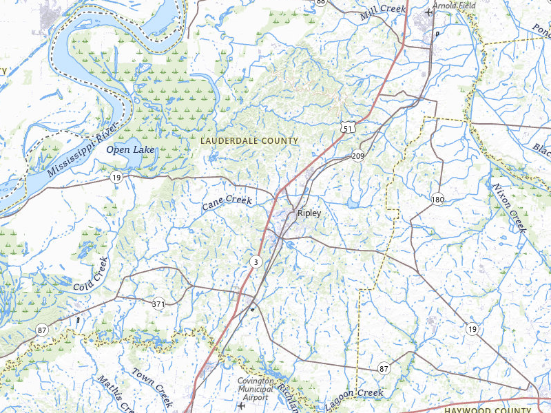 NEXRAD radar-signature map of the hail over Ripley, TN