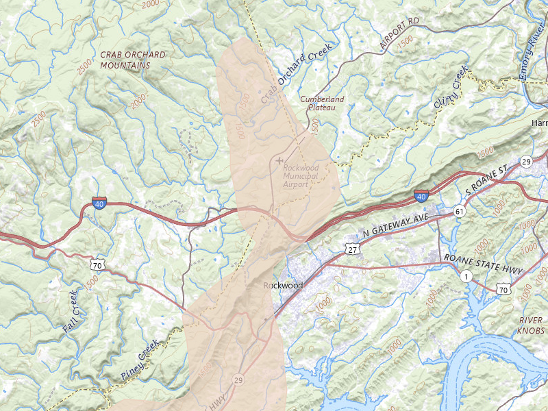 Radar-estimated hail-size map of the storm over Rockwood, TN