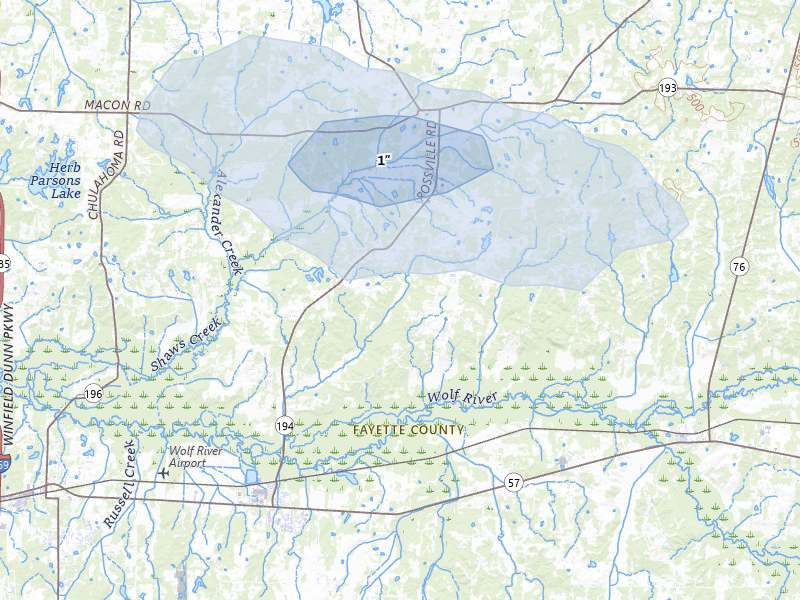 NEXRAD radar-signature map of the hail storm over Rossville, TN on Jul 10, 2026