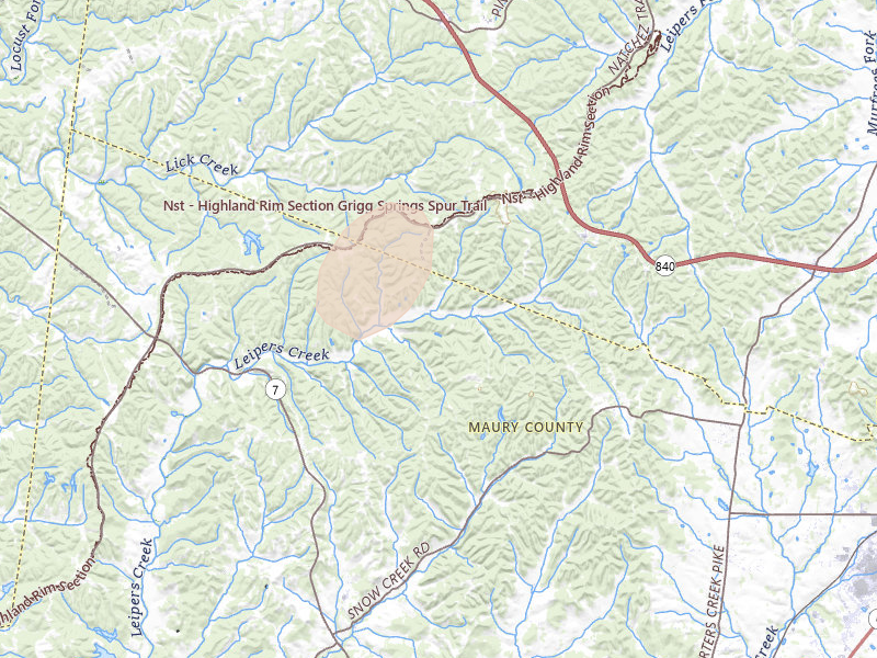 Radar-estimated hail-size map of the storm over Santa Fe, TN on Jul 2, 2026