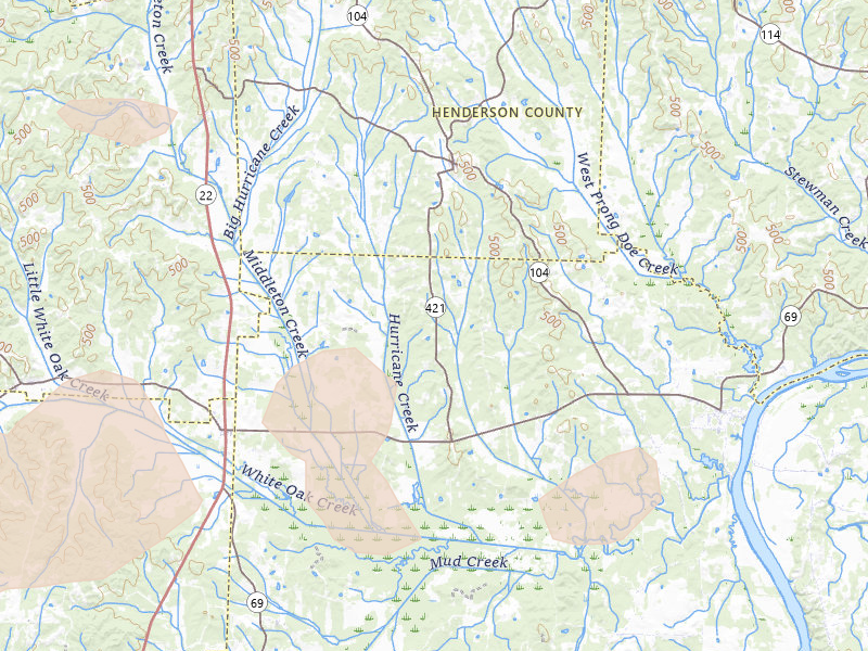 Radar-estimated hail-size map of the storm over Sardis, TN on Apr 27, 2026