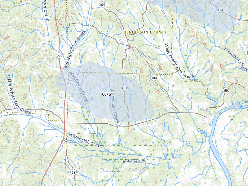 NEXRAD radar-signature map of the hail storm over Sardis, TN on Jul 11, 2026