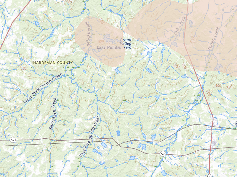 Radar-estimated hail-size map of the storm over Saulsbury, TN on Aug 22, 2026