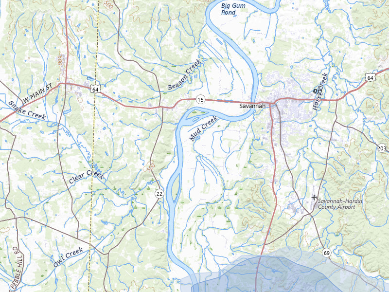 NEXRAD radar-signature map of the hail storm over Savannah, TN on Aug 9, 2026