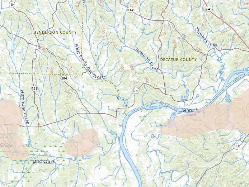 Radar-estimated hail-size map of the storm over Scotts Hill, TN on Apr 27, 2026