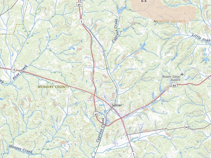 Radar-estimated hail-size map of the storm over Selmer, TN on Jul 1, 2026
