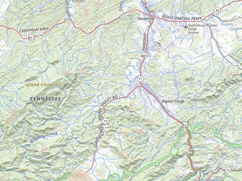 Radar-estimated hail-size map of the storm over Sevierville, TN on Jul 3, 2026
