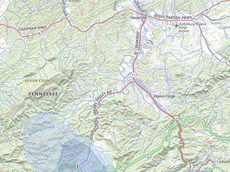 NEXRAD radar-signature map of the hail storm over Sevierville, TN on Jul 3, 2026