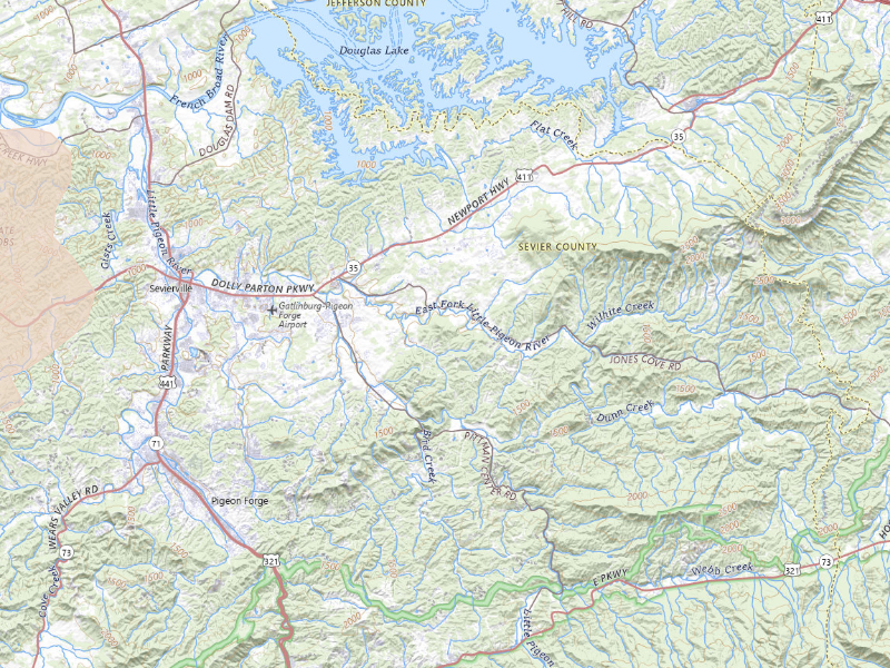 Radar-estimated hail-size map of the storm over Sevierville, TN on Aug 17, 2026