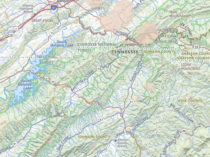 Radar-estimated hail-size map of the storm over Shady Valley, TN on Jul 28, 2026