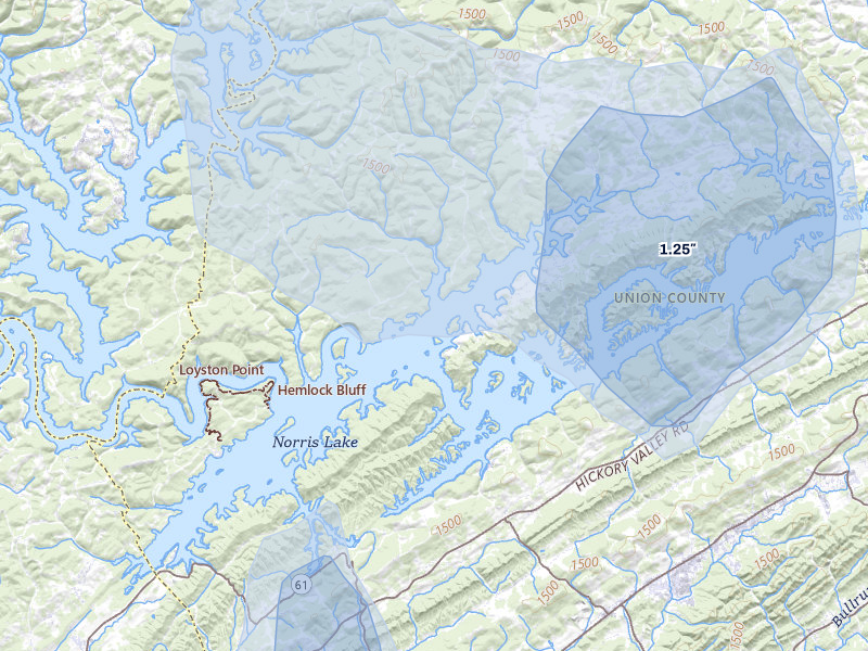 NEXRAD radar-signature map of the hail storm over Sharps Chapel, TN on Jul 3, 2026