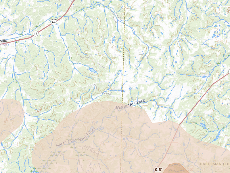 Radar-estimated hail-size map of the storm over Somerville, TN