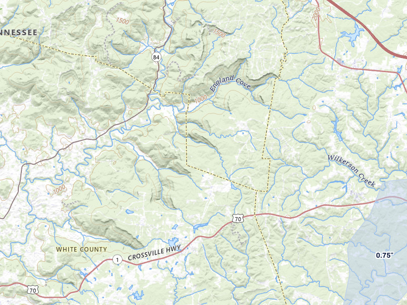 NEXRAD radar-signature map of the hail storm over Sparta, TN on Apr 1, 2026